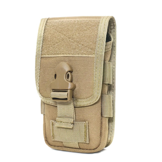 Azarxis Tactical Cell Phone Holster Pouch Tactical Smartphone Pouches EDC Cellphone Case Molle Gadget Bag Molle Attachment Belt Holder Waist Bag (Khaki)