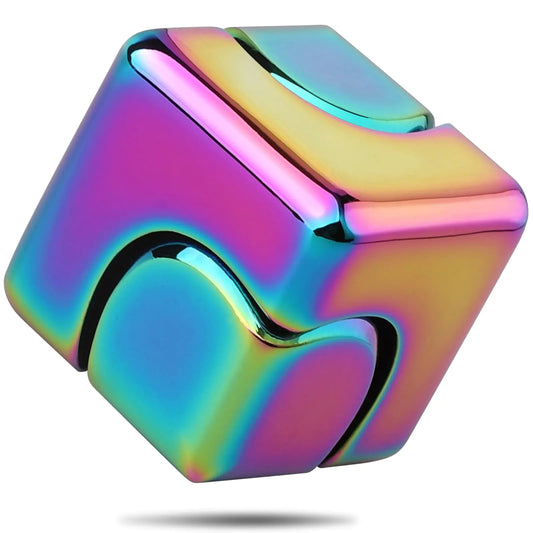 Dilabnba Infinity Cube Fidget Spinner Toy for Kid Adult Metal EDC Fidget Block Figner Spinner 4 in 1 Focus Spinning Toy Cool Sensory Desk Gadget Stress Relief Gift for Boy Girl Teen Men (Rainbow)