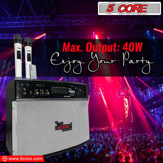 5 Core Wireless Portable PA System 400W PMPO Active Powered Bluetooth Compatible Karaoke Speaker