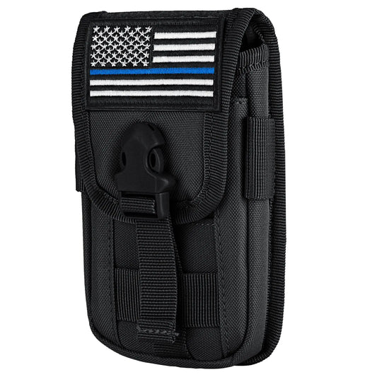 IronSeals Tactical Cell Phone Holster Pouch Tactical Smartphone Pouch Case Molle Gadget Bag Molle Attachment Belt Holder Waist Bag for 4"-6.9" with Armor Case on with US Flag Patch