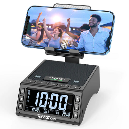 Gifts for Men Women-TechGlow Foldable Cellphone Stand with Bluetooth Speaker Charging Station Birthday Gift Idea for Mom Dad Cool Gadget Tech Gifts