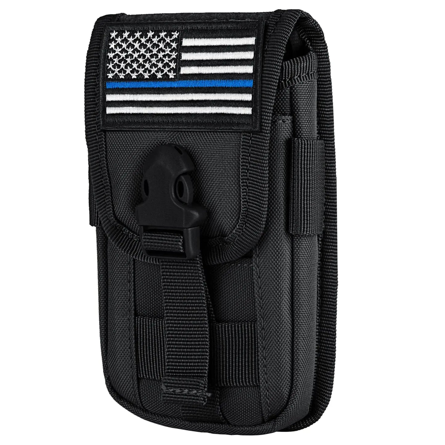 IronSeals Tactical Cell Phone Holster Pouch Tactical Smartphone Pouch Case Molle Gadget Bag Molle Attachment Belt Holder Waist Bag for 4"-6.9" with Armor Case on with US Flag Patch