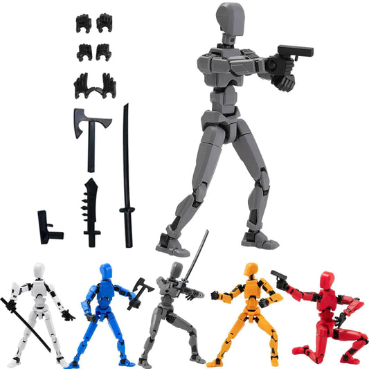 Gmajdar Titan T13 Action Figures Fidget Toys for Boys Autism Sensory Toys 3D Lucky Dummy N13 Robot Anime Figures Multi Joints Movable Cool Gadget Gift Toys for Kids (Assembly Completed/Grey)
